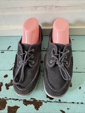 KEDS Size US 8 1/2 Blue Grey Nubuck Suede Boat Shoe